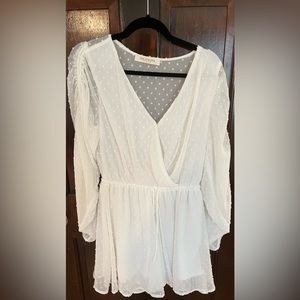 White Swiss Dot Romper